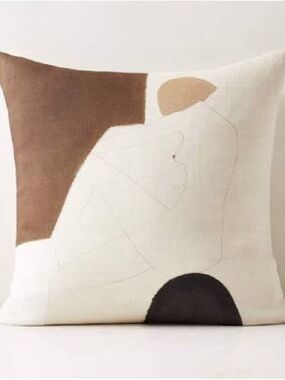 CB2 Abstract Linen Throw Pillow Neutral Modern Art 23x23